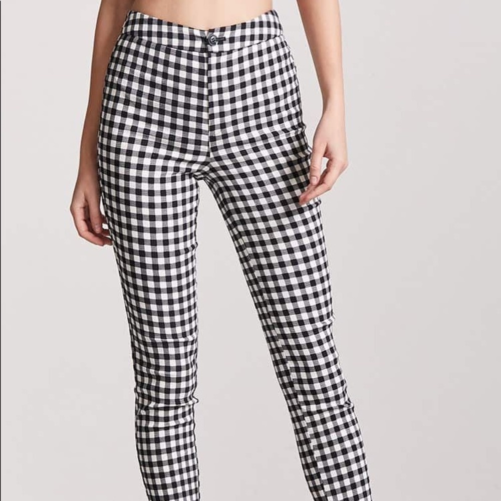 Forever 21 Black Gingham Print Pants